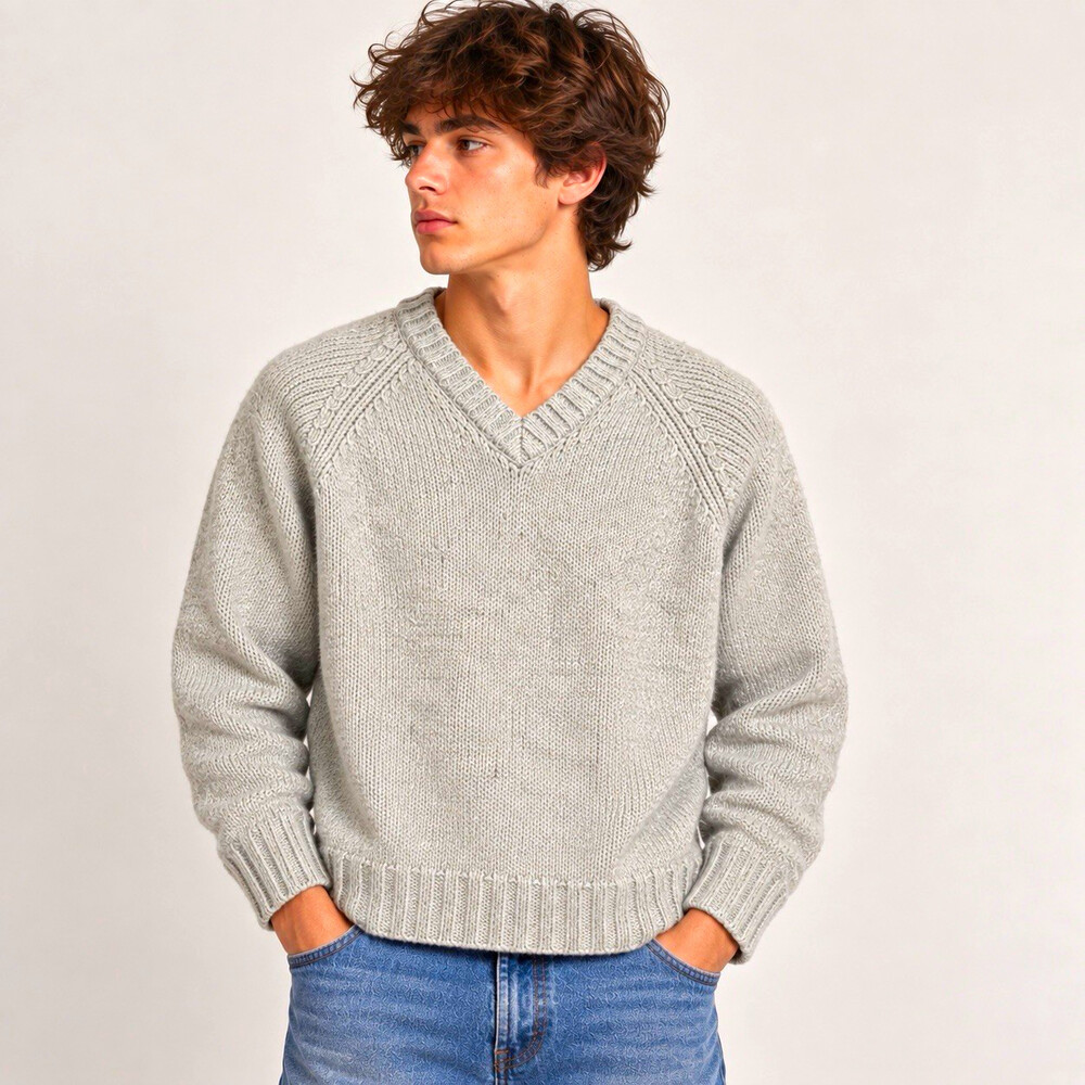 VTG Abercrombie Fitch Sweater Men S Lambswool Wool V Neck Light Green Preppy 90s